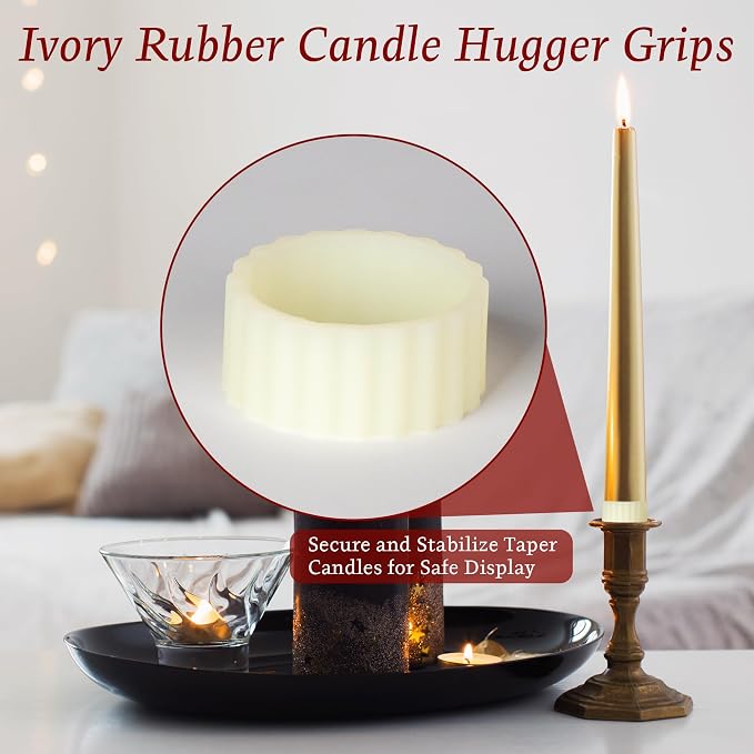 100Pcs Silicone Taper Candle Grippers Non-Slip Candle Holder Adapter Candle Drip Protectors,Vertical-Fixing Silicone Candle Rings,Decorative Stabilizer for Tapers and Candles