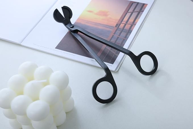 MUXSAM Candle Wick Trimmer, Wick Cutter, Steel Candle Scissor, Wick Clipper, Candle Shear Candle Care Tool for Scented Candle Lovers Gifts, Safely Remove Cut Wick Reduce Soot, Black