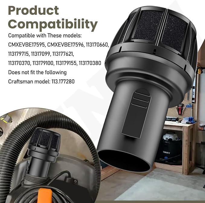 Muffler Diffuser Wet/Dry Vac Attachment (2-1/2 inch) CMXZVBE38660 Compatible with Craftsman Shop Vacuums Diffuser with Replacement Sponge