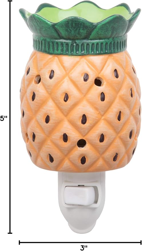 Pineapple Plug-in Fragrance Wax Melt Warmers (2Pk) - Electric Scented Candle Warmer w 4 Scented Tarts - Halogen Bulb Melts Wax & Fills Room w Fresh Scents & Night Light Glow - Mothers Day Gift for Mom
