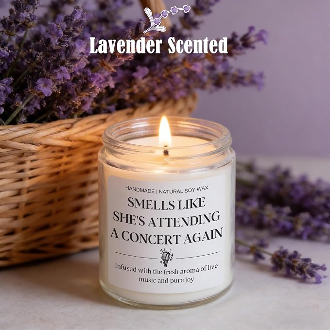 Music Lover Gifts - Funny Candle for Concert Goers, Unique Musical Themed Room Decor for Rock, Country Music & Festival Fans, Cool Christmas Birthday Gifts for Women, Teen Girls
