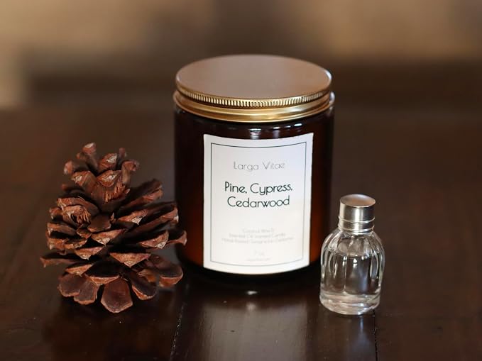 Organic Coconut Wax Aromatherapy Candle | Pine, Cypress & Cedarwood | Non-Toxic, Pet Safe, Allergy Friendly | Phthalate Free | Zero Waste Sustainable Gift