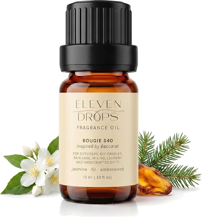 Bougie 540 Fragrance Oil | Jasmine, Fir & Amberwood Notes | Long Lasting Scent Reed Diffuser Oil for Home, Office, Hotel, Spa, Car & Linen Spray | Pet Friendly IFRA Compliant, 10 ml