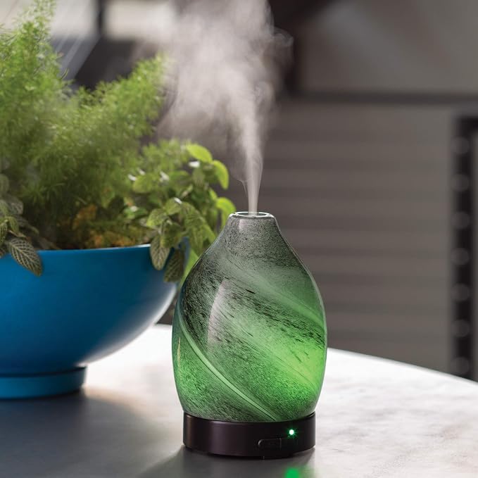 Airome Obsidian Medium Essential Oil Diffuser|100 mL Humidifying Ultrasonic Aromatherapy Diffuser 8 Colorful LED Lights, Intermittent & Continual Mist, Auto Shut-Off