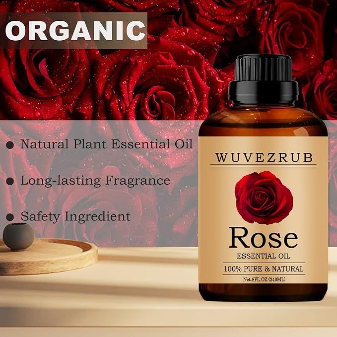 Rose Essential Oil, 240ML Pure and Natural for Aromatherapy Diffuser - 8 Fl Oz