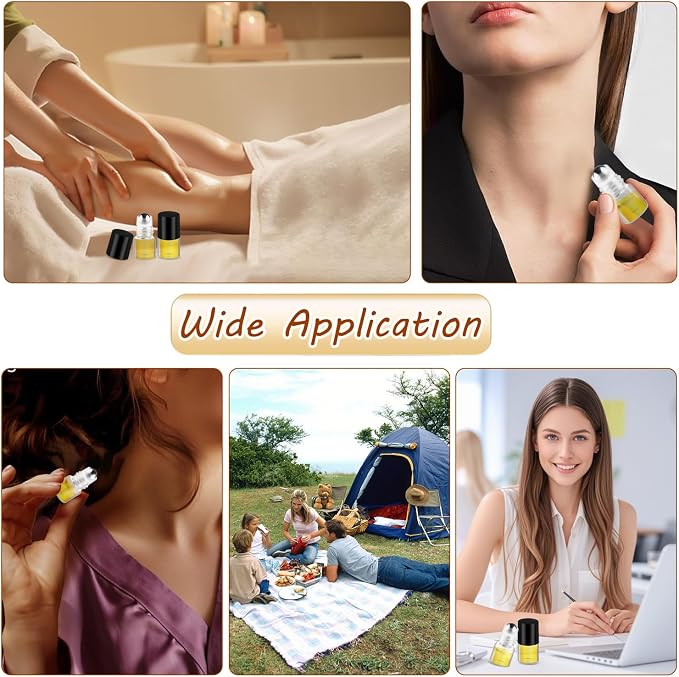 Cositina 100 Pcs Essential Oils Roller Bottles Mini Refillable Glass Perfume Bottles with Roller Balls for Home Travel - 1ml