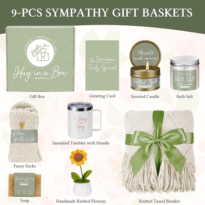 Get Well Gifts for Women After Surgery, Sending Sunshine Relaxing Gift Baskets for Mom Women Her Best Friend Wife Daughter Birthday Gifts Self Care Kit, Get Well Soon Spa Basket Care Package