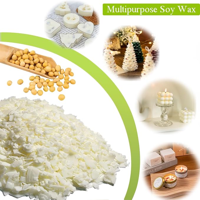 DINGPAI Natural Soy Wax for Candle Making, 2lb Organic Soy Wax Flakes, Premium Soy Candle Wax for Candle Making Supplies, Pure Candle Wax from Farm, No Harmless, Additives