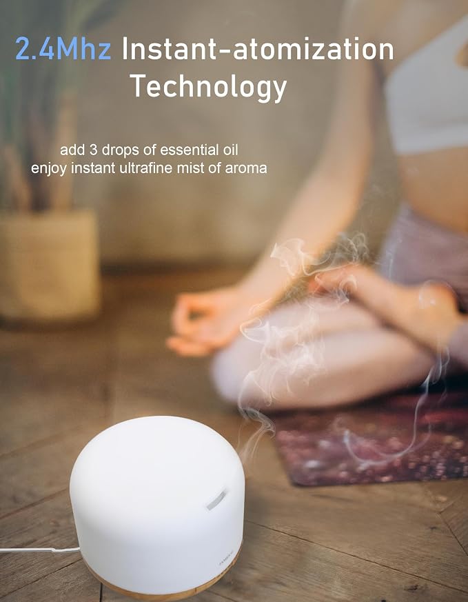 500ml Premium Essential Oil Diffuser, Ultrasonic Aromatherapy Fragrant Oil Humidifier Vaporizer