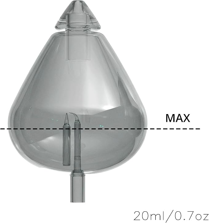 20ml Hand-Blown Glass Atomizing Chamber for Waterless Essential Oil Diffusers, Laboratory-Level Smoky Glass, Plastic-Free Nebulizing Reservoir, DIY Replacement Vessel, [Black Obsidian]