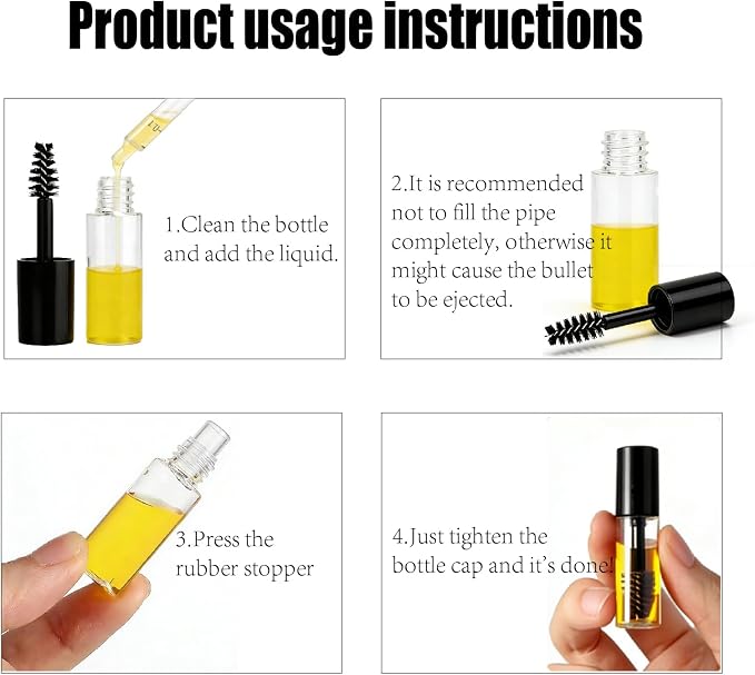 Chedin 30Pcs Empty Mascara Tube and Wand,3ml Mini Eyelash Cream Bottles with Brush Inserts,Small Sample Size Eyelash Care Packing Tube Container for Castor Oil,Home and Travel (Black)