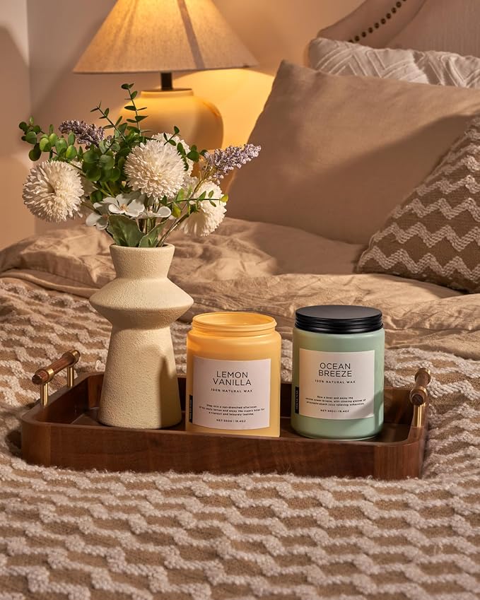 M&SENSE Lemon Vanilla Scented Candles, 19.4oz Organic Soy Wax, 110 Hours Long Lasting Slow Burn, Natural Candles Non Toxic, Fruity Scent Stress Relief Gifts for Women, Home Fragrance for Bath