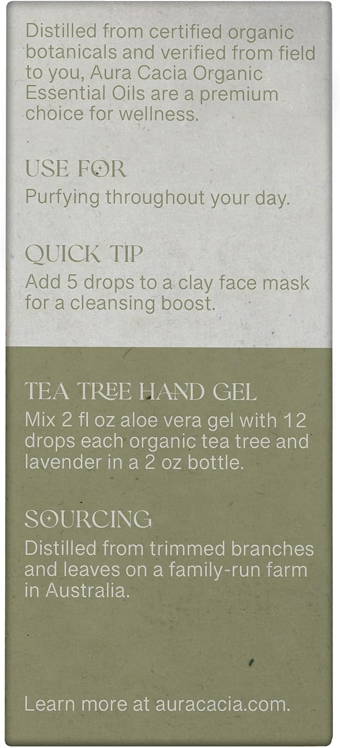 Aura Cacia Tea Tree, Boxed 0.25 fl. oz., Essential Oils | 0.25 Fl Oz (Pack of 1)