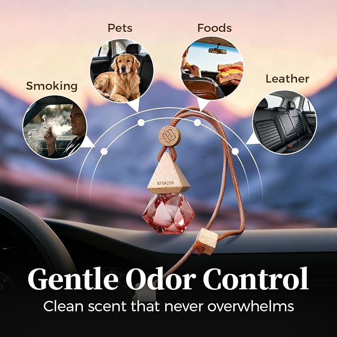 NYVALIYACar Air Freshener Hanging Diffuser with Natural Essential Oil, Zen Tea Scent Car Fresheners, Long Lasting Car Smell Air Fresheners, Car Air Fresheners for Women & Men (Zen Tea)