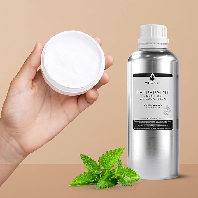 VINEVIDA Peppermint Japanese Essential Oil 32 oz - Undiluted Peppermint Oil 32 oz - Peppermint Candle Oil Scent - DIY Candle Scents for Candlemaking - Bulk Essential Oil for Soap Making Safe for Skin