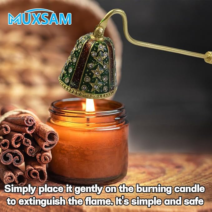 MUXSAM Vintage Candle Snuffer, Handheld Candle Extinguisher with Long Handle Wick Flame Snuffer Metal Candle Accessory for Home Decoration, Star Diamond