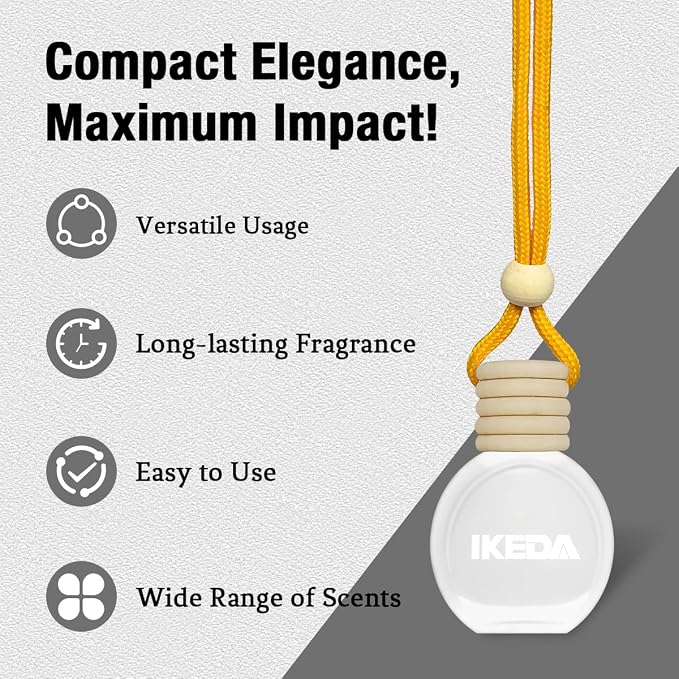 Ikeda Car Air Freshener: Hanging Car Smell Air Freshener | 10ml Hanging Car Perfume | Long Lasting Fragrance | Strong Scents Diffuser for Auto Home (Coconut)
