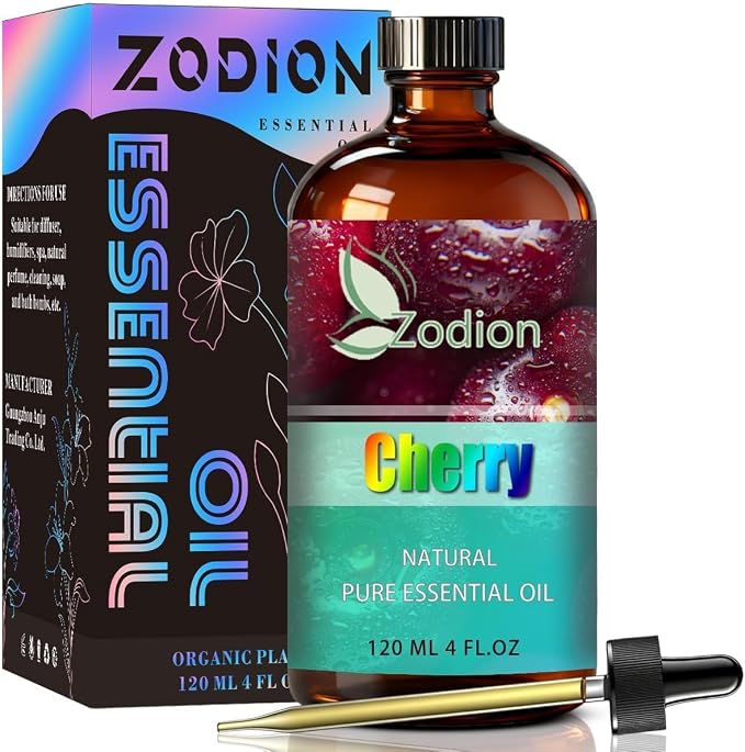 Cherry Essential Oil, Cherry Fragrance Oil for Diffuser, Massage, Humidifier, DIY Candle, Soap Making, Home, Bath, Yoga - 4 fl oz (120ml) - ZODION Essential Oils