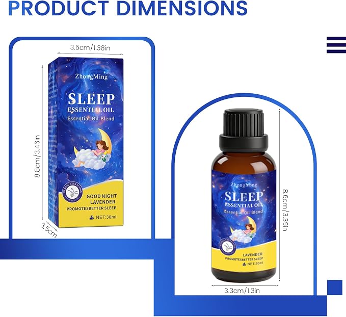 Sleep Essential Oil Blend, Lavender Aromatherapy Oil for Diffuser, Relaxing Nighttime Scent, 30ml (1 Fl Oz)