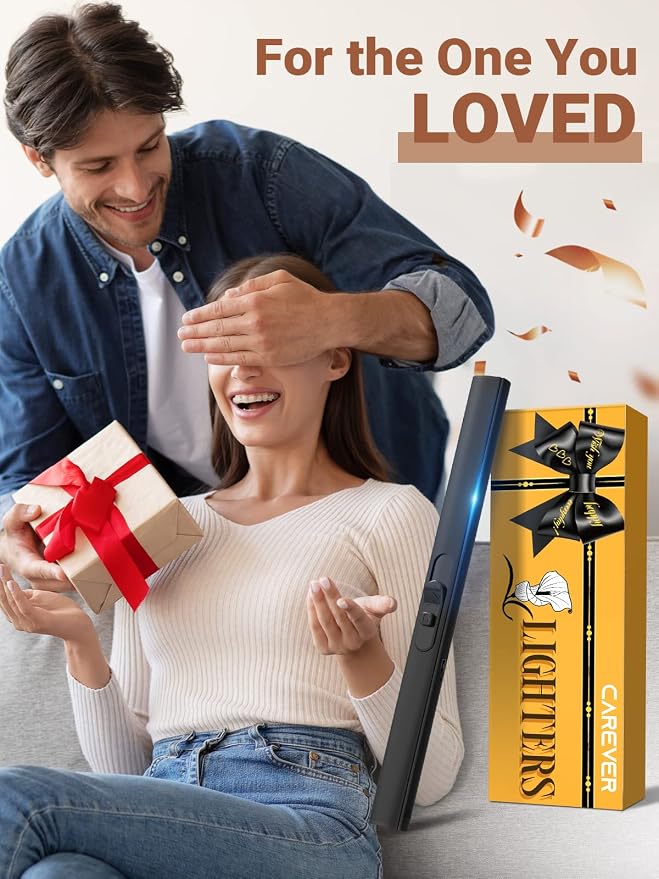 Candle Lighter Stocking Stuffers for Women Men, Electric Candle Lighter USB Rechargeable for Him Wife Grandma Girlfriend Safety Lock Long Lighters for Grill Home Kitchen BBQ Camping