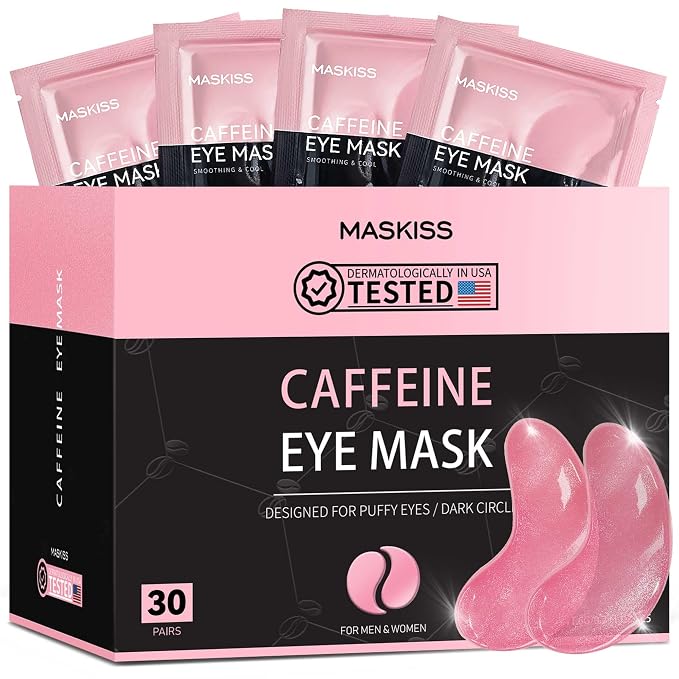 Maskiss Under Eye Patches (30 Pairs), Caffeine Eye Masks for Dark Circles Puffy Eyes Undereye Bags, Collagen Eye Patches for Wrinkles and Puffiness, Skin Care Gift for Her