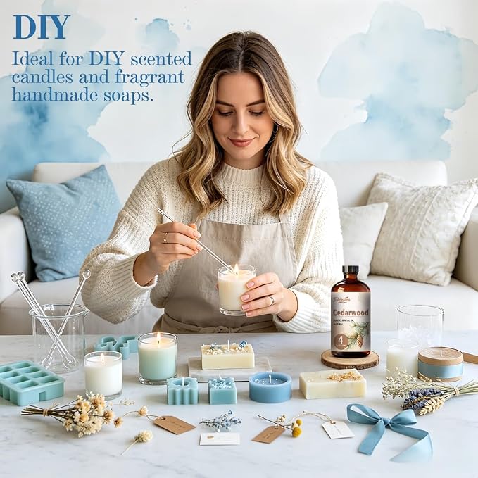 Fidelissima Natural Essential Oil Set,5 Scents Gift Kit –Cedarwood,Cinnamon,Cedarwood,Cherry Blossomm,Vanillaa,Fragrance Oil for Diffuser,Candle Soap Making,Personal Care with Glass Dropper