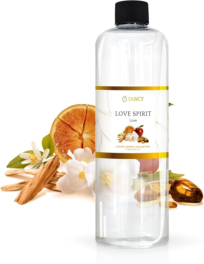 YANCY Love Spirit Luxury Collection Fragrance Oil (16 oz), Romantic and Airy Floral Scent, Ideal for Diffusers, Oil Burners & Aroma Lamps, Lighthearted Aroma for Loving Spaces
