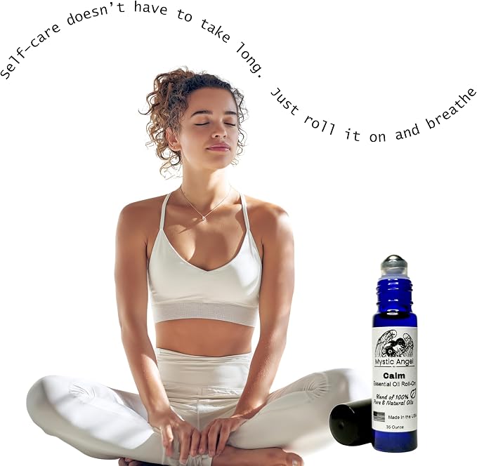 Mystic Angel Calm Essential Oil Roll-On - Therapeutic Blend of Pure Essential Oils for Stress Relief and Busy Minds, Safe for All Skin Types, Made in the USA, .35 Oz.
