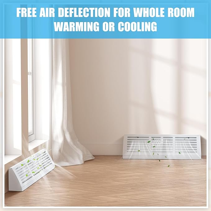 Yaocom 2 Pcs 18 Inch Baseboard Register Duct Opening Size Vent Covers for Home Floor Diffuser Wall Corner Baseboard Air Covers Floor Diffuser Including Screws Easy Installation(White,Stripes)