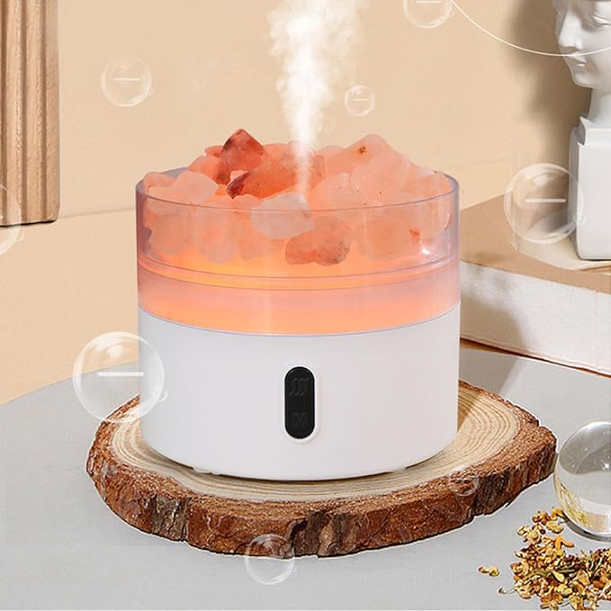 Salt Stone Lamp Diffuser Humidifier, 7 Colorful Light Intelligent Aromatherapy Mist Humidify Machine USE Charging Suitable for Office Desktop Home Bedroom Car