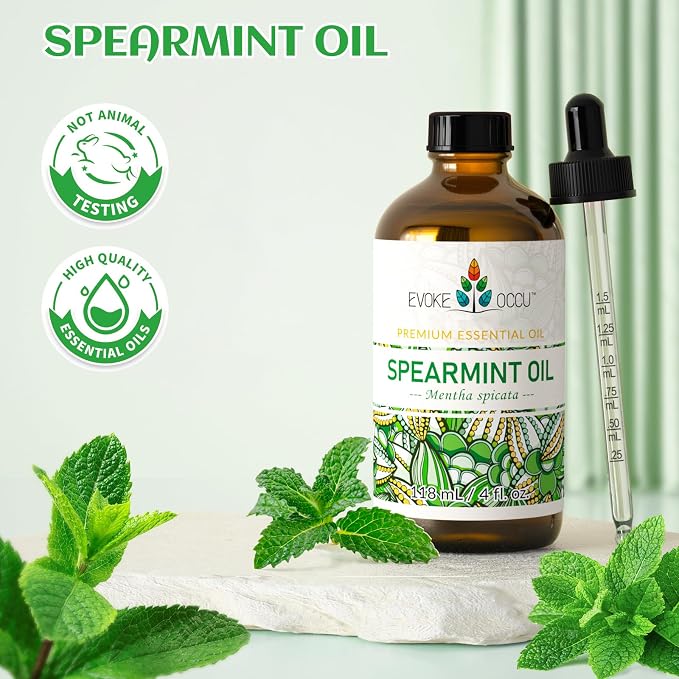 EVOKE OCCU Spearmint Oil for Inhibit Facial Hair Growth, Air Freshening, Added to Creams & Lotions - 4 Fl Oz
