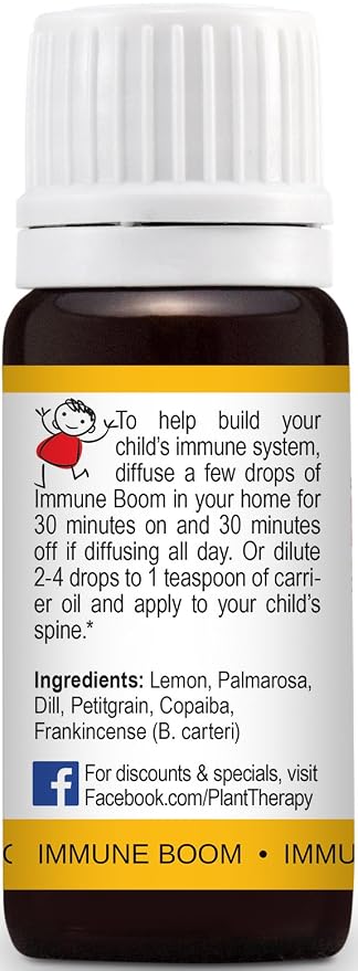 Plant Therapy Kidsafe Immune Boom Essential Oil Blend 10 mL (1/3 oz) 100% Pure, Undiluted, Great for Essential Oil Diffusers