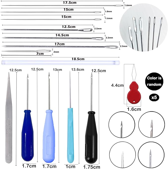 TYMKLMZG 17PCS Big Hole Long Needle for Silicone Taper molds,Hook Punch Needle, Candle Tool Inserting Wick,Awl for Candle Making,Long Needle to Poke Hole in Silicone Mold