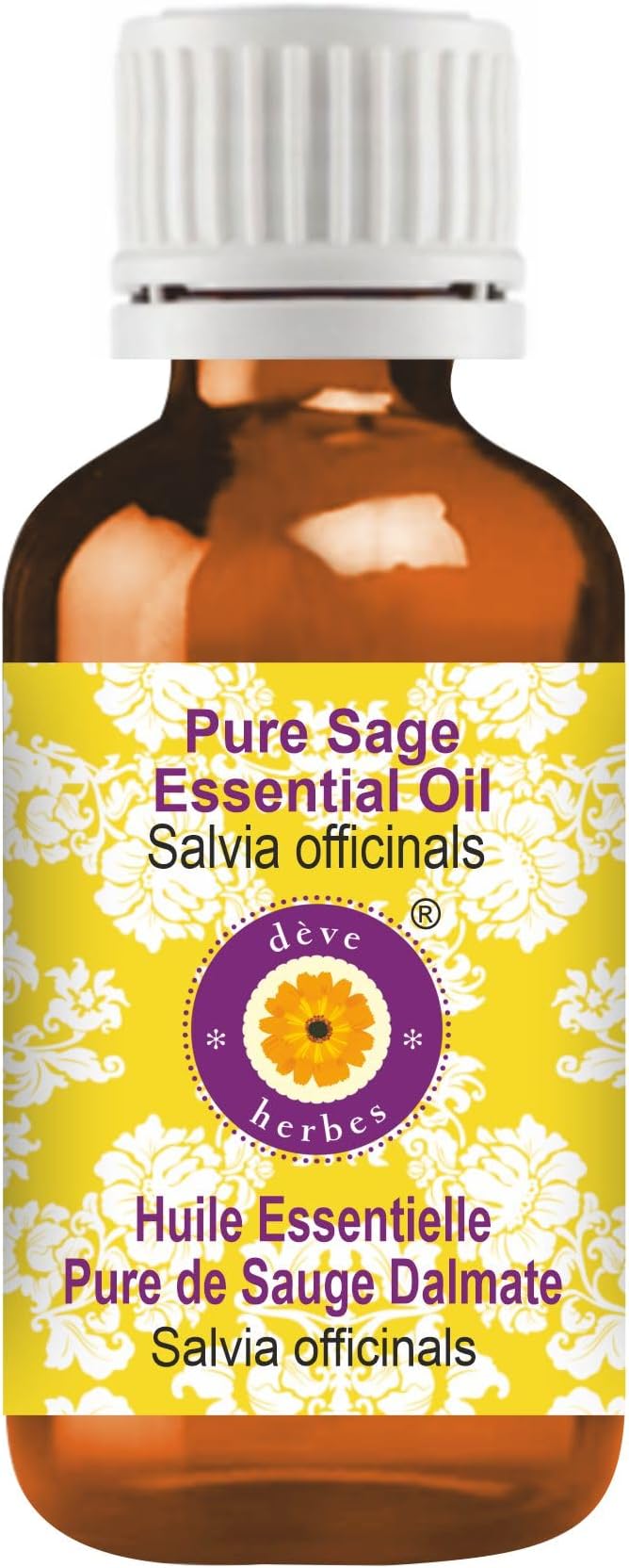 Deve Herbes Pure Sage Essential Oil (Salvia officinalis) Steam Distilled 5ml (0.16 oz)