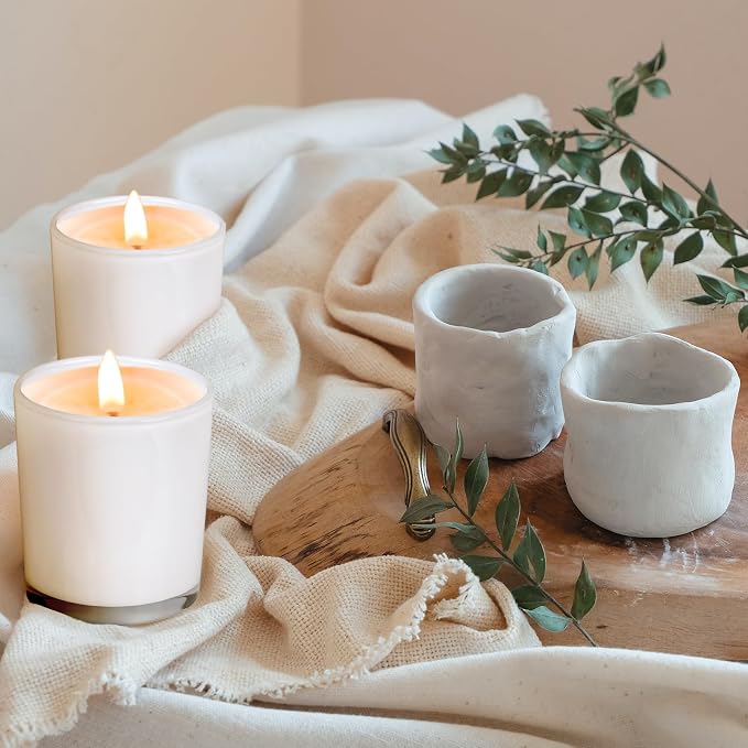SHOWIN Thick Candle Jars for Making Candles 16 Pcs, 7 OZ Empty Jars with Wood Lids for Candle Making, Sample Container, Inner White