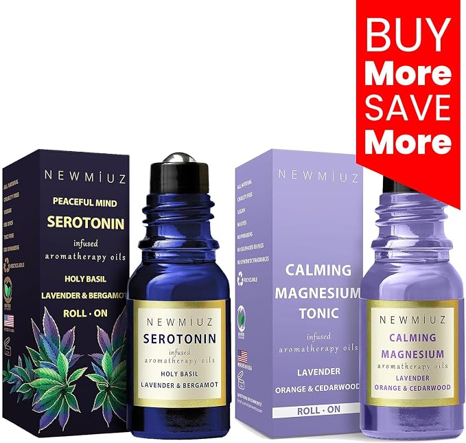 Destress Holy Basil Lavender and Bergamot & Calming Magnesium Lavender Orange Cedarwood Pack of 2