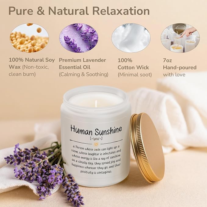 Teacher Gifts, Thank You Gifts for Women - Appreciation Gift for Women Friends Coworkers Boss Nurses, Retirement Gift for Woman- Lavender Candle