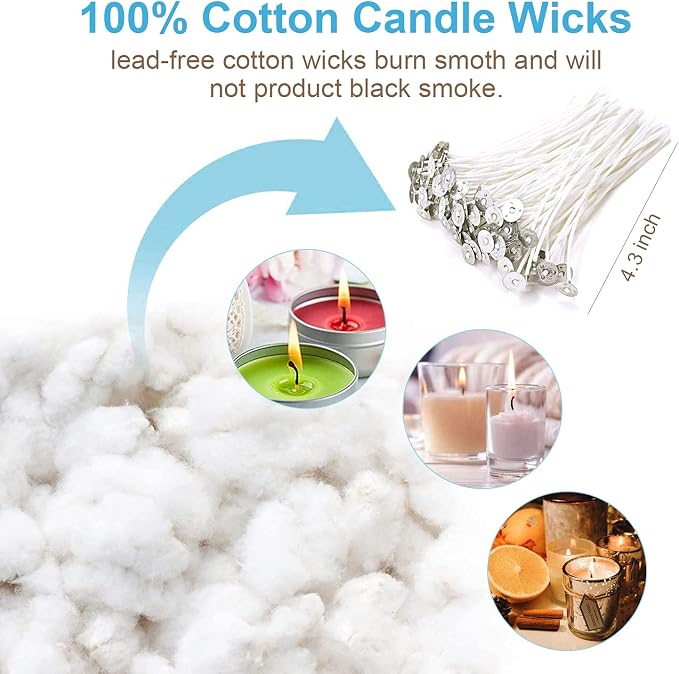 DINGPAI Candle Making Kit, DIY Candles Craft Tools,1pc Candle Make Pouring Pot,50pcs Candle Wicks, 50pcs Candle Wicks Sticker and 2pcs 3-Hole Candle Wicks Holder