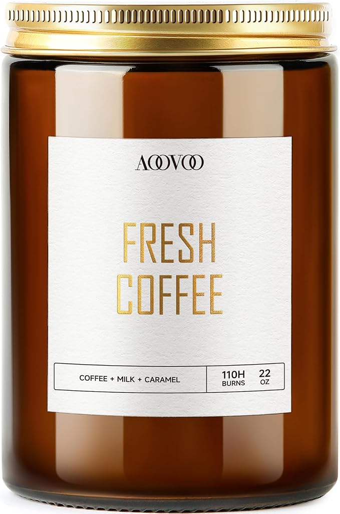 AOOVOO Fresh Coffee Candles - 22 oz Scented Candles, Aromatherapy, Soy Candle for Home Scented