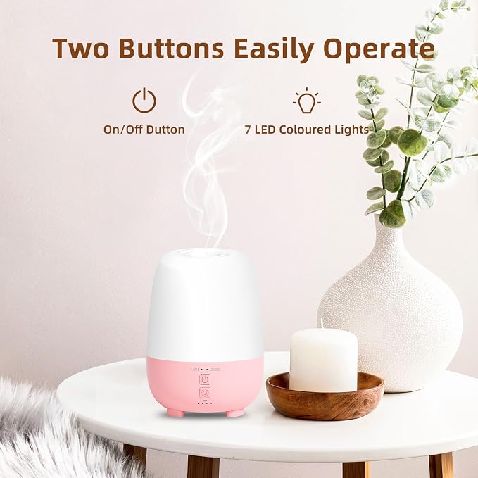 SEEDSEEL Cordless Essential Oil Diffuser 150ML, Rechargeable Battery, 7H Runtime, 7 LED Lights, Mini Portable Aromatherapy Diffuser for Home, Office, Bathroom, Travel