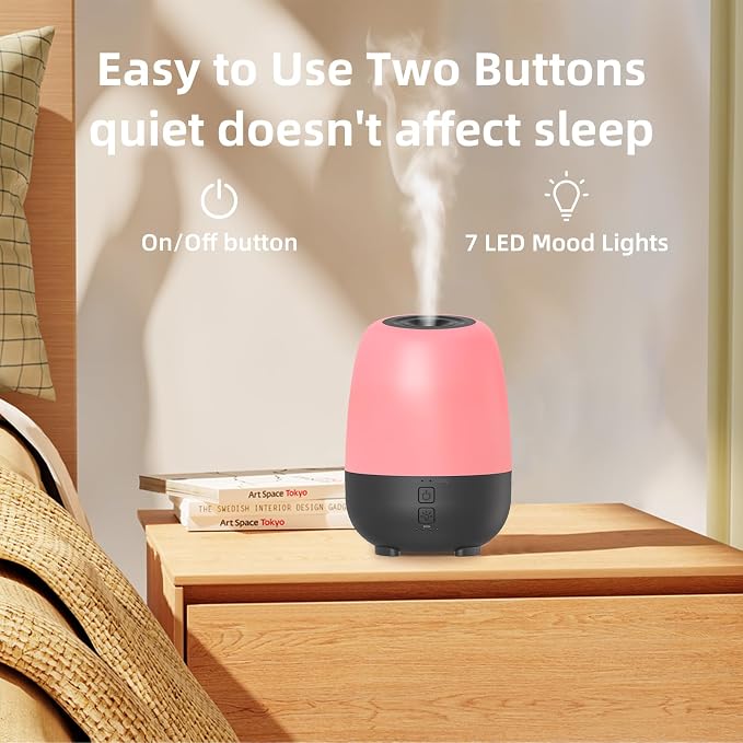 SPLITSKY 150ML Rechargeable Battery Powered Essential Oil Diffuser, 7-Hour Run time, 7-Color LED Lights, Cordless Portable Aromatherapy Diffuser for Home, Office, Travel (Black)
