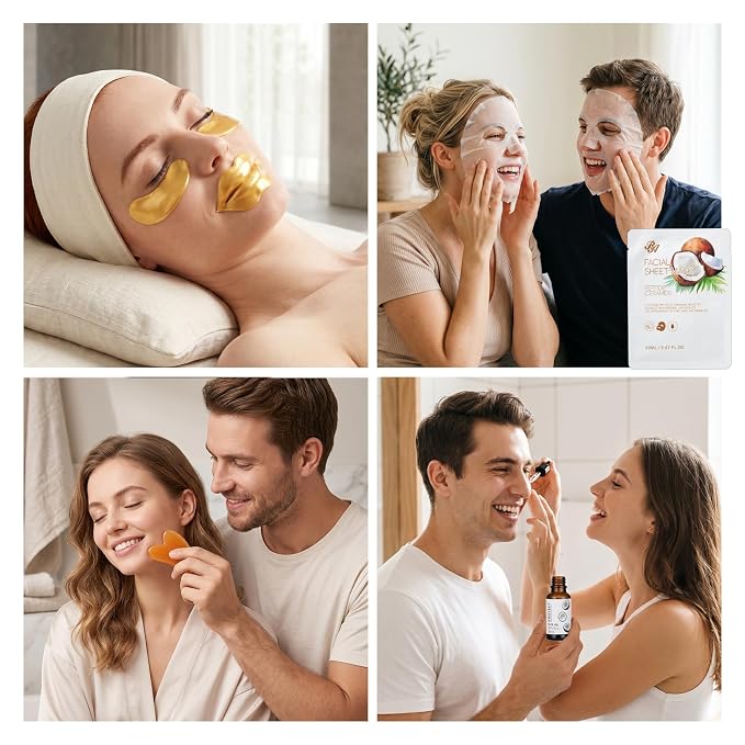 Gifts for Women & Men, 32 Pcs Coconut Vanilla Spa Gift Basket Set for Women & Men, Hydrating Face Skin Care Gift Kit, Bath & Body Gift Set, Self Care Pamper Basket, Birthday, Christmas, Anniversary