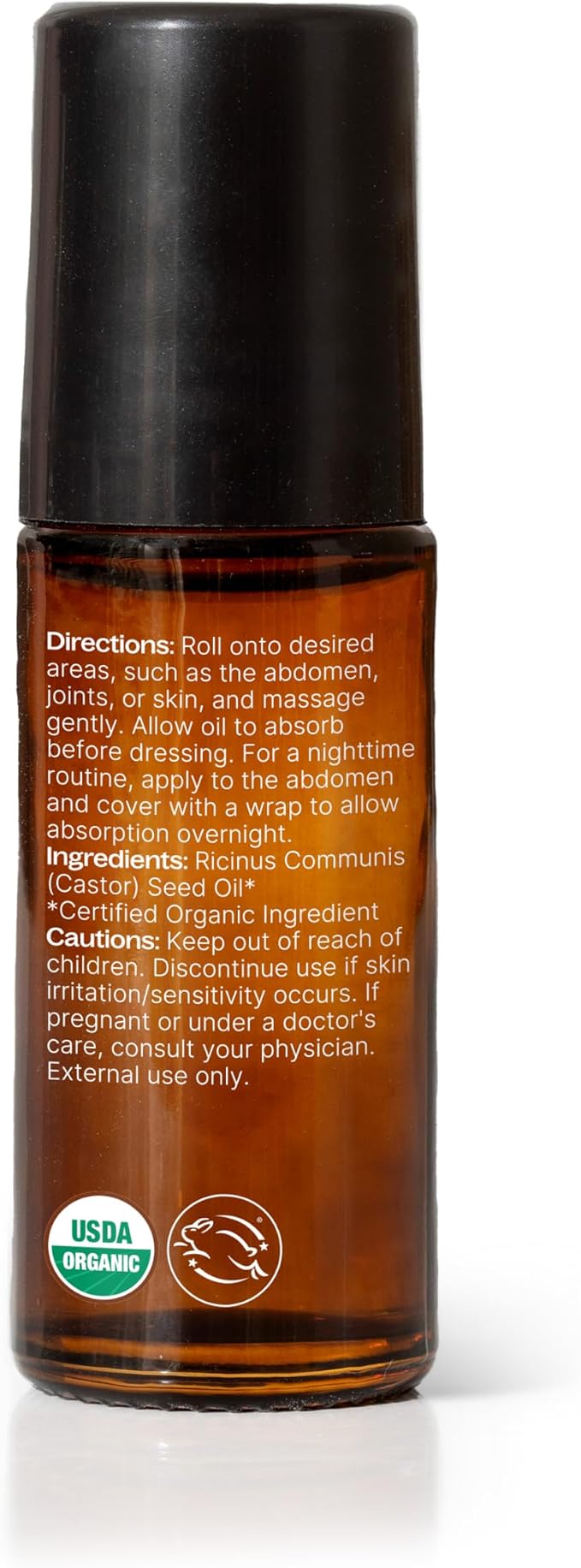 Plant Therapy Organic Castor Oil Roll On 30 mL (1 oz) Convenient Mess-Free Body Oil Roll-on for Easy Application, Cold-Pressed & Hexane-Free, Third-Party Tested for Purity
