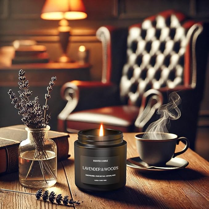 Scented Candles for Men, Soy Candles for Home Scented, Candle Gifts for Men, 4 Pack Aromatherapy Candle Gift Set for Relaxing, Stress Relief & Home Decor