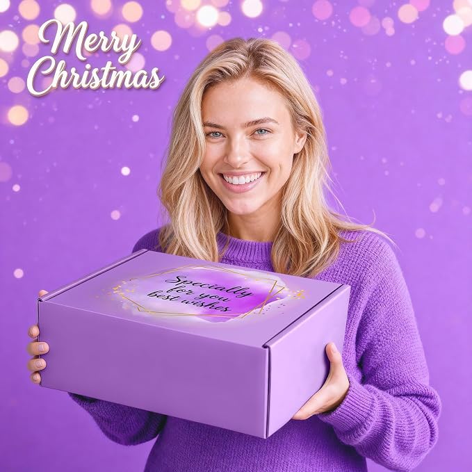 Birthday Gift for Women - Luxury Spa Self Care Kit for Her - Perfect Birthday Gifts for Wife Mom Girlfriend Sister - Relaxing Spa Experience with Blanket Candle Bath Bomb Tumbler - Purple Gift Box