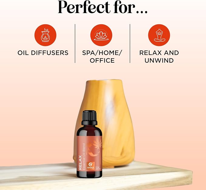 Relaxing Essential Oil Blend for Diffuser - Aromatherapy Blend of Essential Oils for Diffusers for Home and Travel Stress Support with Lavender Geranium Roman Chamomile and Ylang Ylang Diffuser Oils
