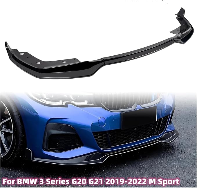 Gloss Black Car Front Bumper Splitter Lip For BMW 3 Series G20 G21 320i 330i 2019-2022 M Sport Diffuser Guard Body Kit Cover