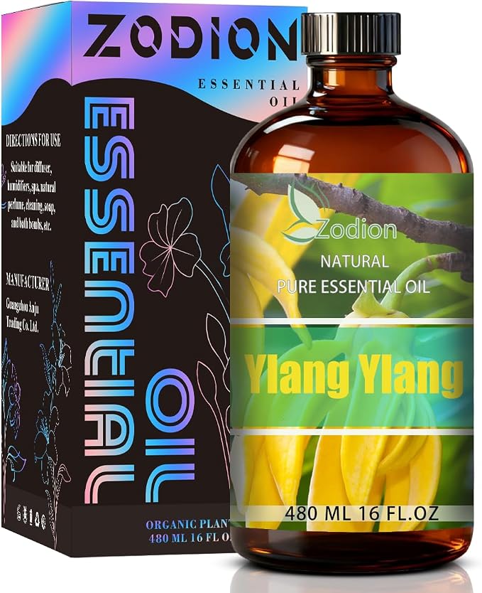 Ylang Ylang Essential Oil - Ylang Ylang Fragrance Oil for Diffuser, Massage, Humidifier, DIY Candle, Soap Making, Home, Bath, Yoga - 16 fl oz (480ml) - ZODION Essential Oils