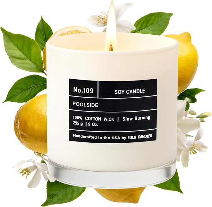 Lulu Candles | Poolside | Luxury Scented Soy Jar Candle | Hand Poured in The USA | Highly Scented & Long Lasting (9 Oz.)