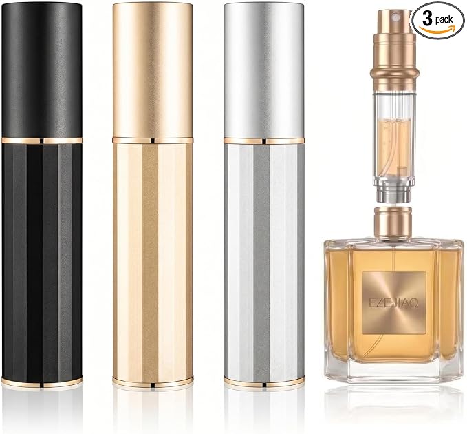 3PCS Perfume Travel Refillable, Perfume Atomizer Travel Perfume Bottle Refillable 5ml, Fast-Filling Leakproof Cologne Travel Bottle, Fragrances Dispenser Perfume Atomizer Spray for Men & Women